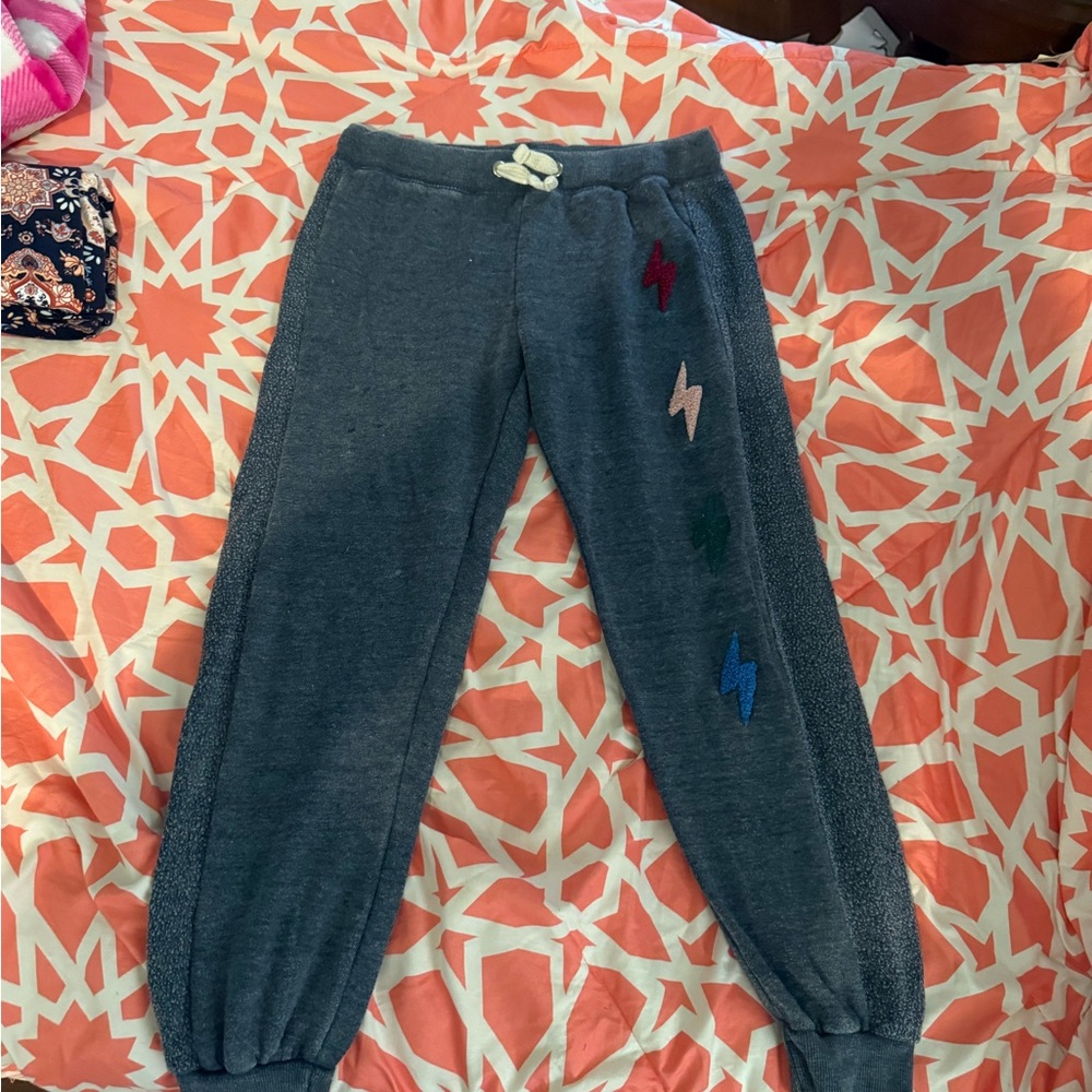 Vintage Havana Charcoal Joggers with Colorful Lightning Bolts